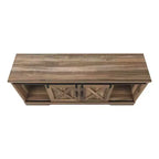 Meuble TV aspect bois recyclé pour téléviseurs jusqu'à 60 pouces avec portes coulissantes style grange marron - EveryRoom : Meuble console de style rustique moderne