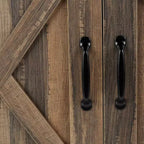 Meuble TV aspect bois recyclé pour téléviseurs jusqu'à 60 pouces avec portes coulissantes style grange marron - EveryRoom : Meuble console de style rustique moderne