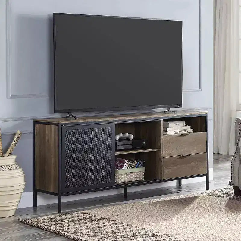 Meuble TV Nantan d'Acme Furniture pour téléviseurs jusqu'à 60 po Chêne rustique/Finition noire