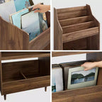 Crosley 56 po Liam Ensemble de support de tourne-disque et de rangement de vinyles, 2 pièces, Noyer