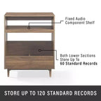 Crosley 56 po Liam Ensemble de support de tourne-disque et de rangement de vinyles, 2 pièces, Noyer