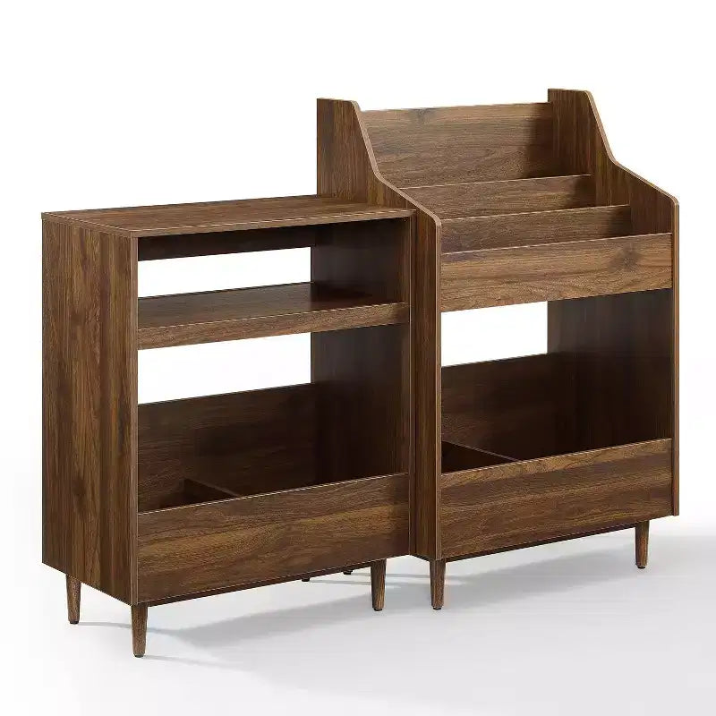 Crosley 56 po Liam Ensemble de support de tourne-disque et de rangement de vinyles, 2 pièces, Noyer