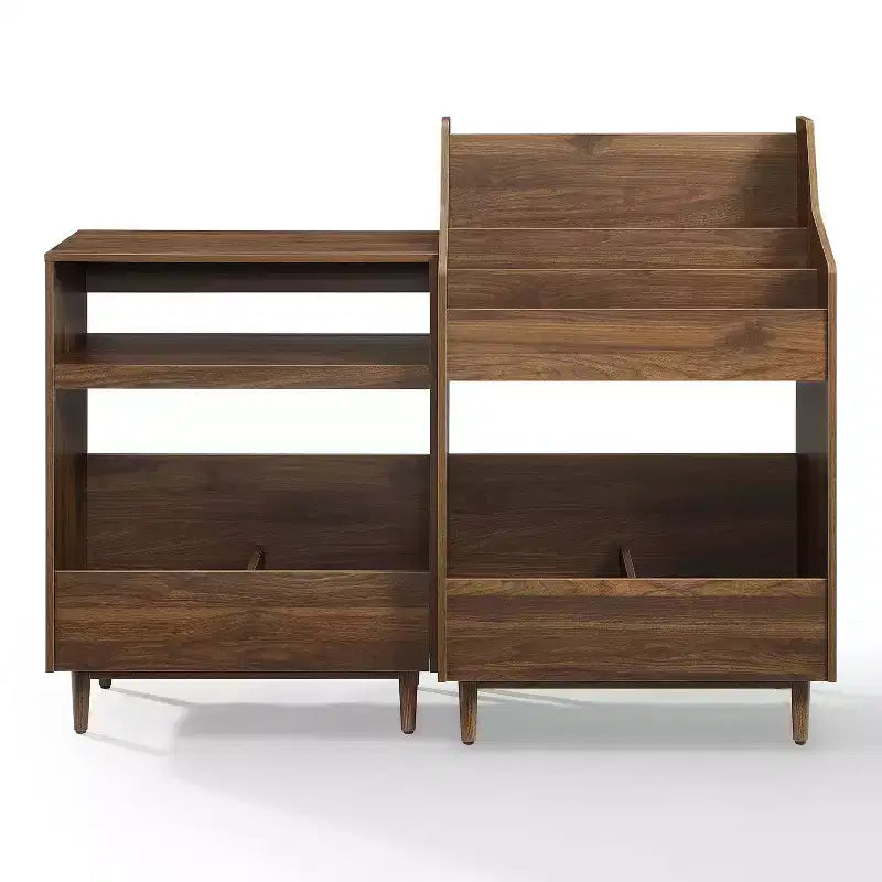 Crosley 56 po Liam Ensemble de support de tourne-disque et de rangement de vinyles, 2 pièces, Noyer