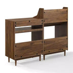 Crosley 56 po Liam Ensemble de support de tourne-disque et de rangement de vinyles, 2 pièces, Noyer