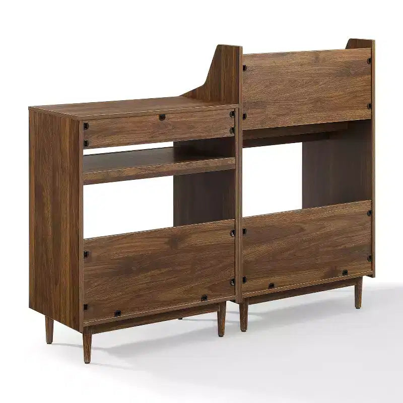 Crosley 56 po Liam Ensemble de support de tourne-disque et de rangement de vinyles, 2 pièces, Noyer