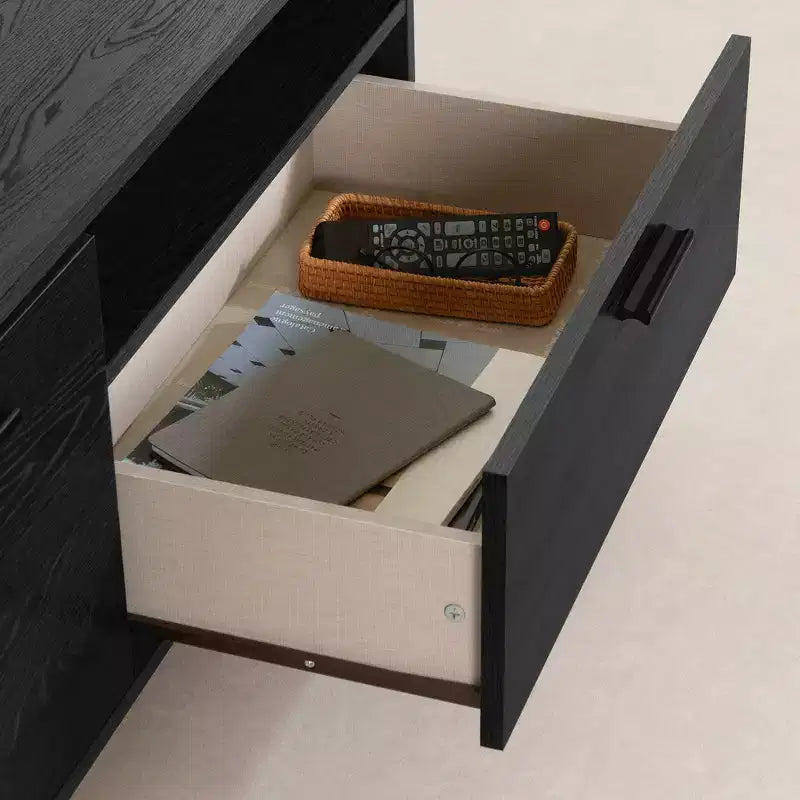 Meuble TV Musano de South Shore pour téléviseurs jusqu'à 60" avec portes et tiroir Chêne Noir: Panneaux de particules laminés, Console de rangement