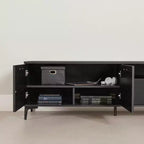 Meuble TV Musano de South Shore pour téléviseurs jusqu'à 60" avec portes et tiroir Chêne Noir: Panneaux de particules laminés, Console de rangement