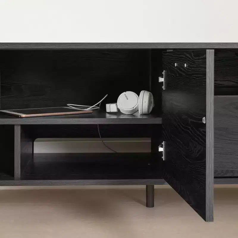 Meuble TV Musano de South Shore pour téléviseurs jusqu'à 60" avec portes et tiroir Chêne Noir: Panneaux de particules laminés, Console de rangement