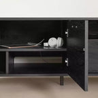 Meuble TV Musano de South Shore pour téléviseurs jusqu'à 60" avec portes et tiroir Chêne Noir: Panneaux de particules laminés, Console de rangement