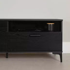 Meuble TV Musano de South Shore pour téléviseurs jusqu'à 60" avec portes et tiroir Chêne Noir: Panneaux de particules laminés, Console de rangement