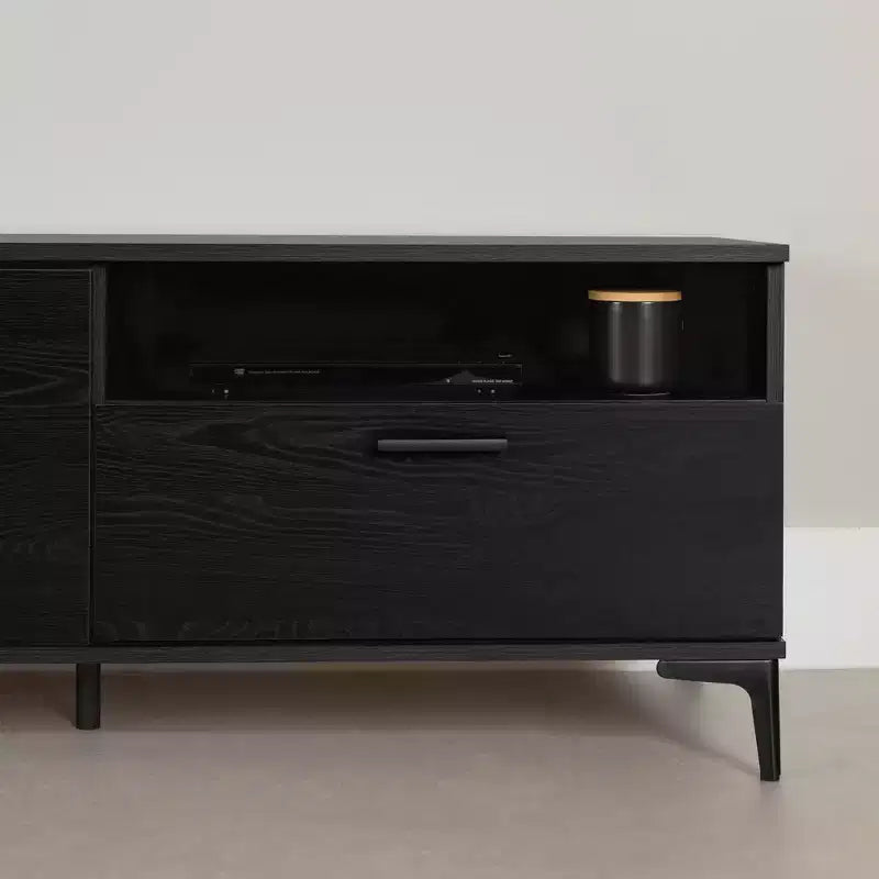Meuble TV Musano de South Shore pour téléviseurs jusqu'à 60" avec portes et tiroir Chêne Noir: Panneaux de particules laminés, Console de rangement