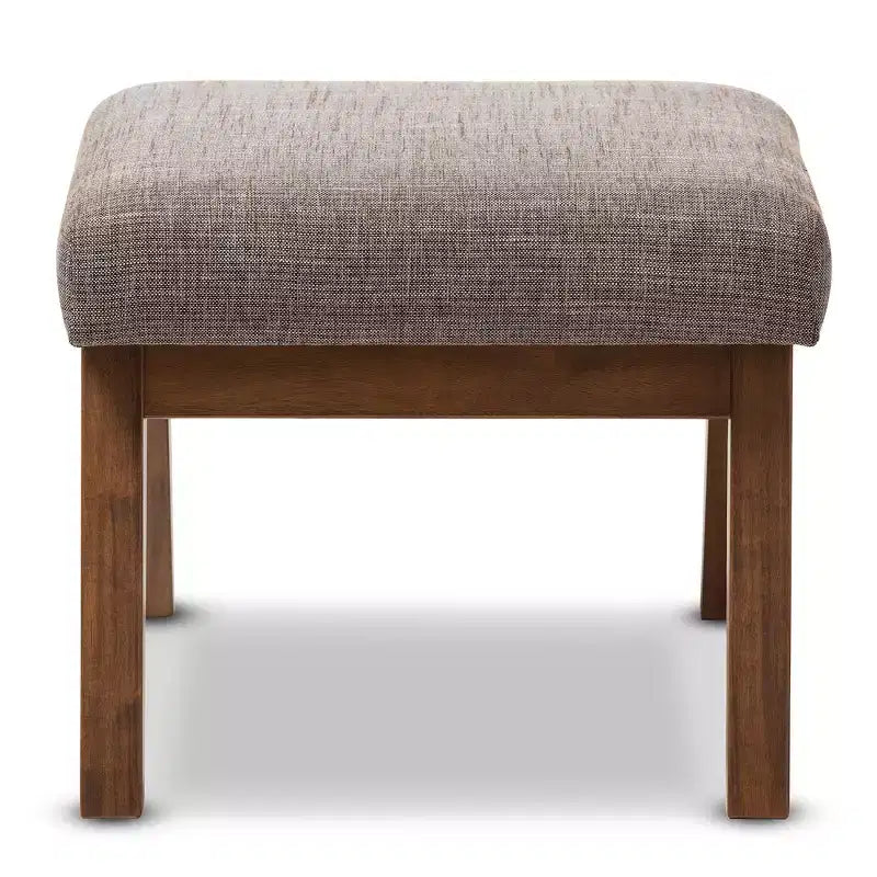 Pouff Ottoman Aberdeen en Tissu et Bois Finition Noyer Marron Style Mid-Century Modern - Gravier / Noyer Marron - Baxton Studio : Repose-pieds Minimaliste, Cadre en MDF