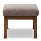 Pouff Ottoman Aberdeen en Tissu et Bois Finition Noyer Marron Style Mid-Century Modern - Gravier / Noyer Marron - Baxton Studio : Repose-pieds Minimaliste, Cadre en MDF