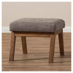 Pouff Ottoman Aberdeen en Tissu et Bois Finition Noyer Marron Style Mid-Century Modern - Gravier / Noyer Marron - Baxton Studio : Repose-pieds Minimaliste, Cadre en MDF