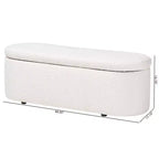 Baxton Studio Lavina Banc de rangement en tissu ourson blanc : pouf ovale rembourré, aucun assemblage requis
