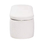 Baxton Studio Lavina Banc de rangement en tissu ourson blanc : pouf ovale rembourré, aucun assemblage requis