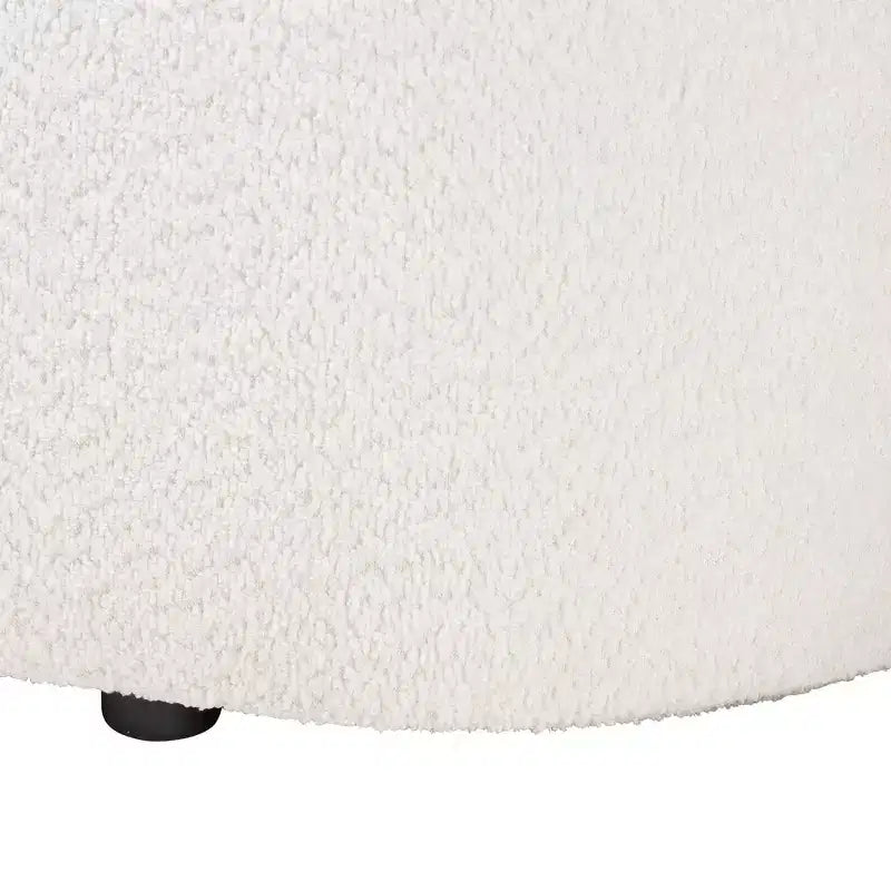 Baxton Studio Lavina Banc de rangement en tissu ourson blanc : pouf ovale rembourré, aucun assemblage requis