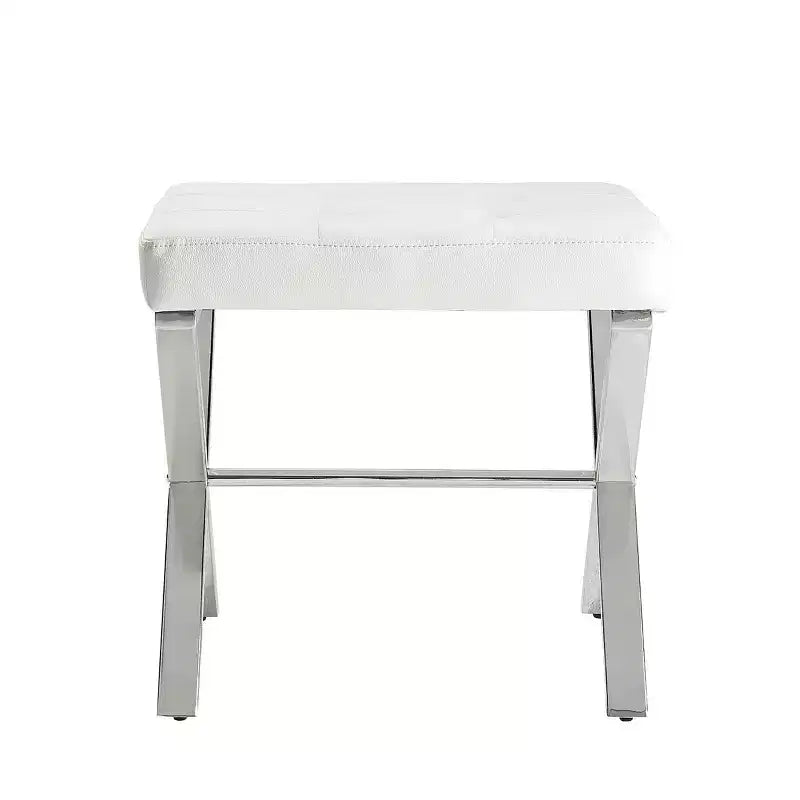 Banc de coiffeuse Carolina Living Evon blanc/chromé