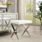 Banc de coiffeuse Carolina Living Evon blanc/chromé