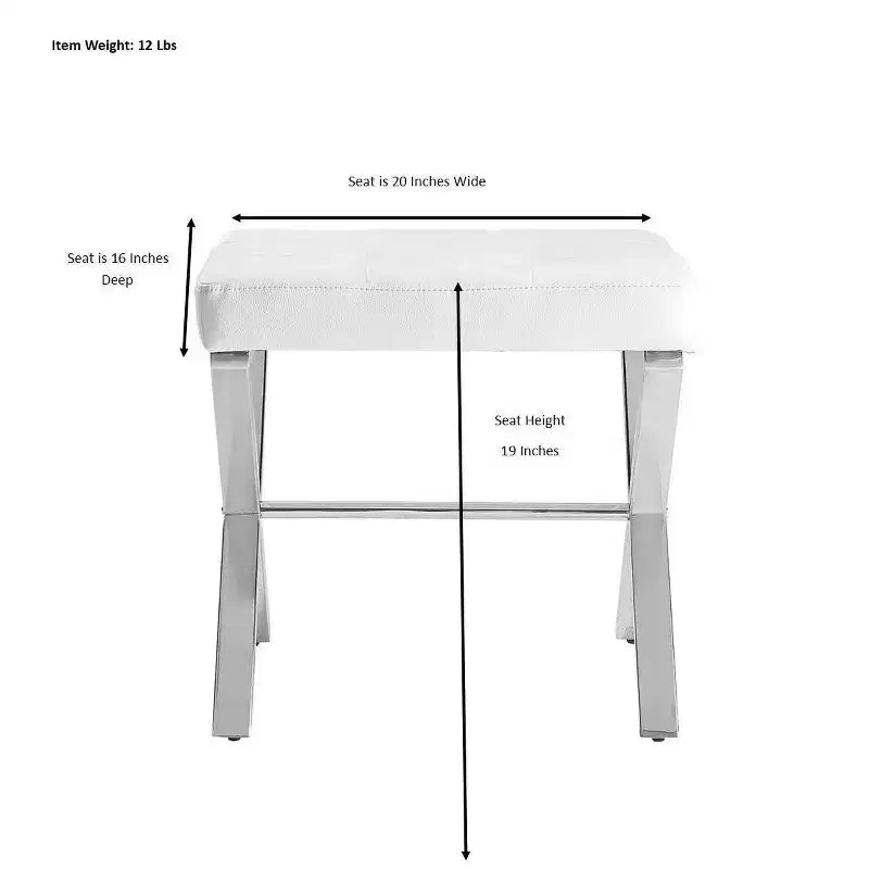 Banc de coiffeuse Carolina Living Evon blanc/chromé