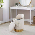 Tabouret de coiffeuse Marla LumiSource Velours Crème/Doré