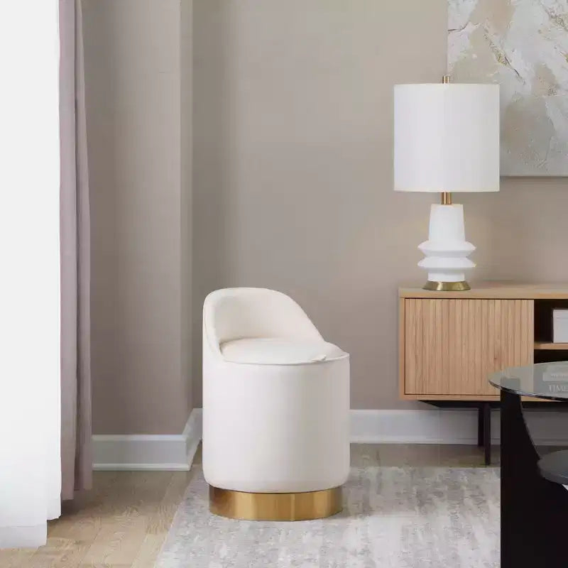 Tabouret de coiffeuse Marla LumiSource Velours Crème/Doré