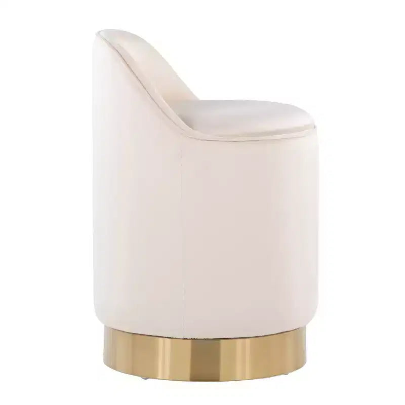 Tabouret de coiffeuse Marla LumiSource Velours Crème/Doré