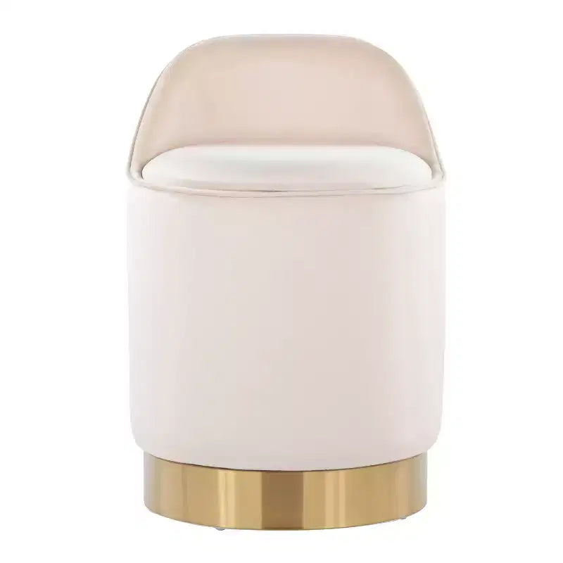 Tabouret de coiffeuse Marla LumiSource Velours Crème/Doré
