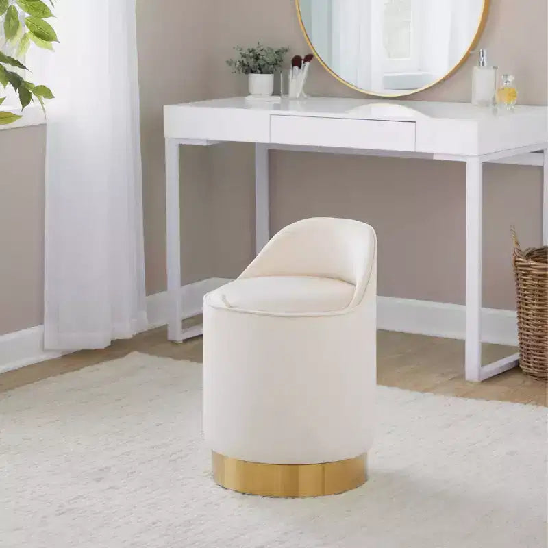 Tabouret de coiffeuse Marla LumiSource Velours Crème/Doré