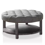 Julla Pouf de rangement capitonné boutonné rond Gris délavé antique/Gris clair - HOMES: Inside + Out