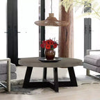 Table basse ronde en béton et acacia Manchester Modern grise - Armen Living