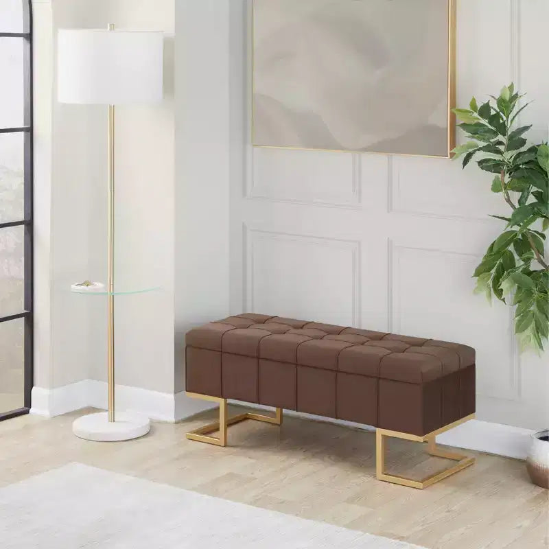 Banc Midas LumiSource Acier doré/Velours marron