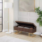 Banc Midas LumiSource Acier doré/Velours marron