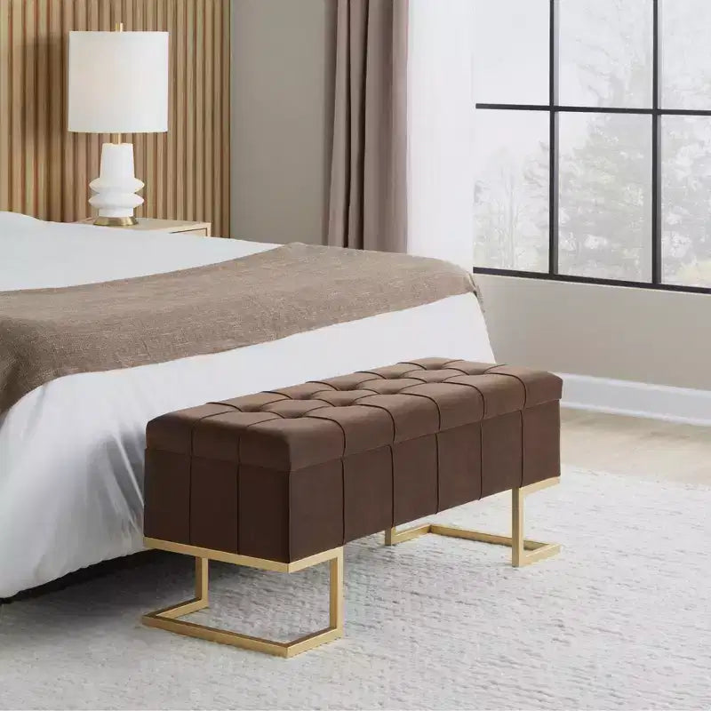 Banc Midas LumiSource Acier doré/Velours marron