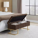 Banc Midas LumiSource Acier doré/Velours marron