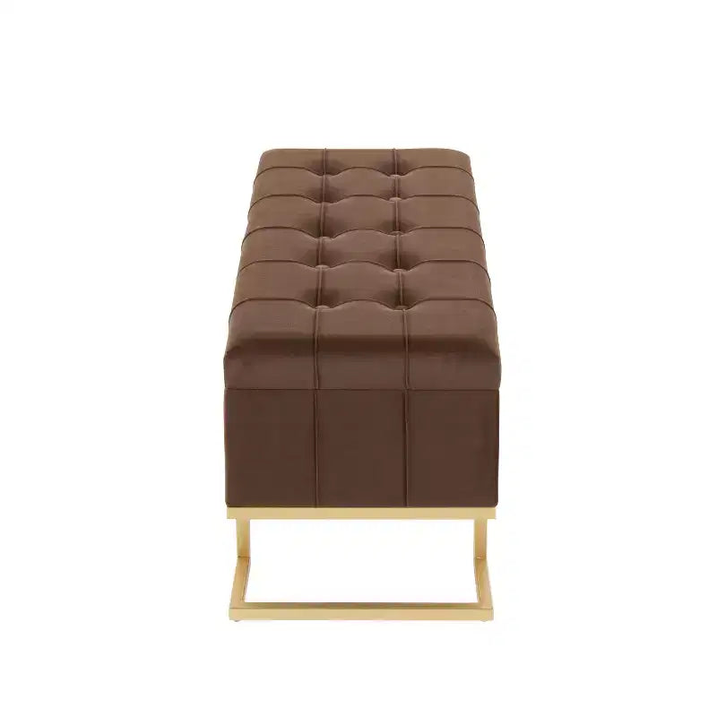 Banc Midas LumiSource Acier doré/Velours marron