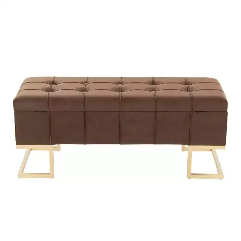 Banc Midas LumiSource Acier doré/Velours marron