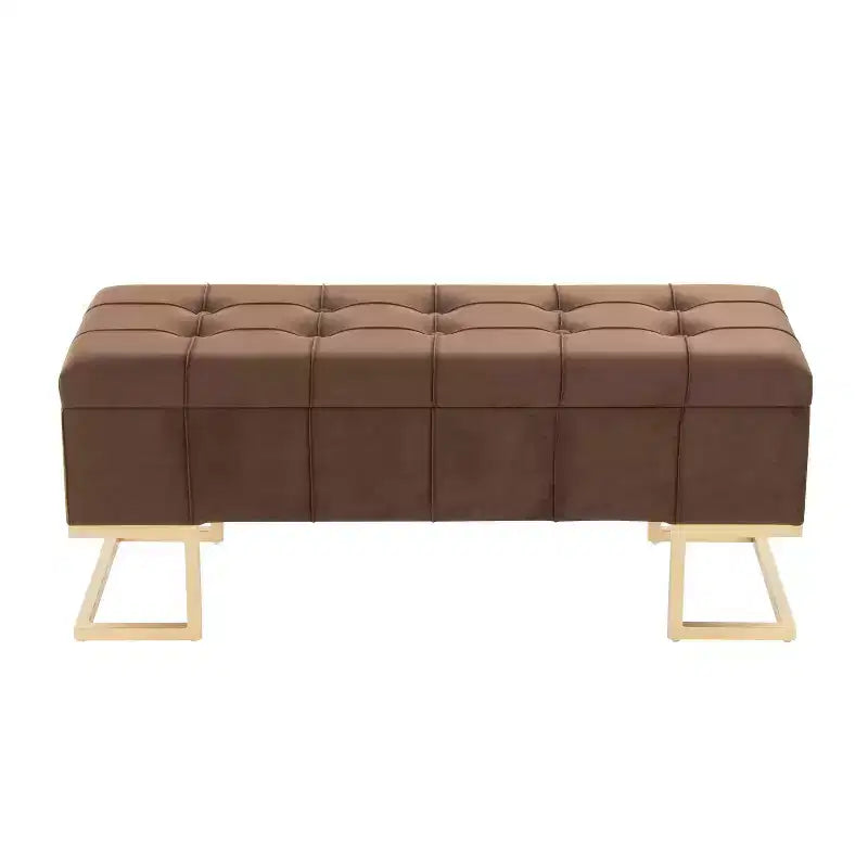 Banc Midas LumiSource Acier doré/Velours marron