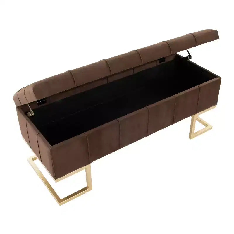 Banc Midas LumiSource Acier doré/Velours marron