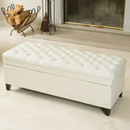 Pouf de rangement capitonné Hastings - Christopher Knight Home : Élégant cuir reconstitué, couvercle à fermeture douce