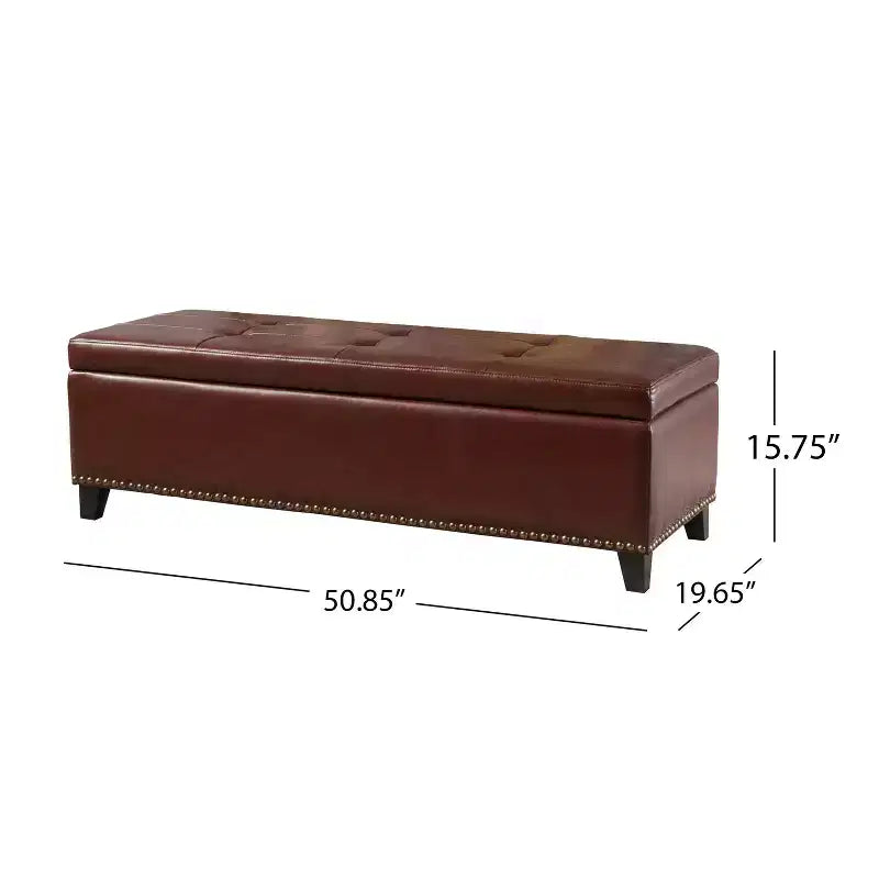 Pouffe de rangement en cuir reconstitué marron Gavin - Christopher Knight Home