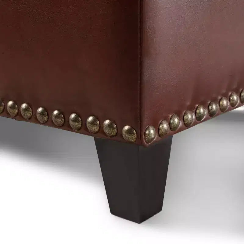 Pouffe de rangement en cuir reconstitué marron Gavin - Christopher Knight Home