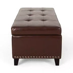 Pouffe de rangement en cuir reconstitué marron Gavin - Christopher Knight Home
