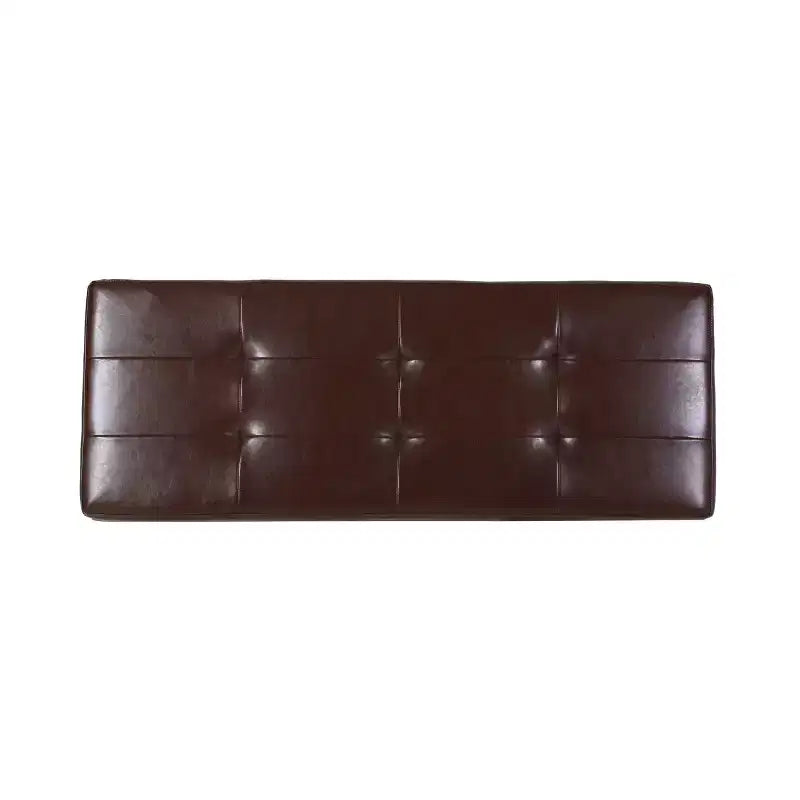 Pouffe de rangement en cuir reconstitué marron Gavin - Christopher Knight Home