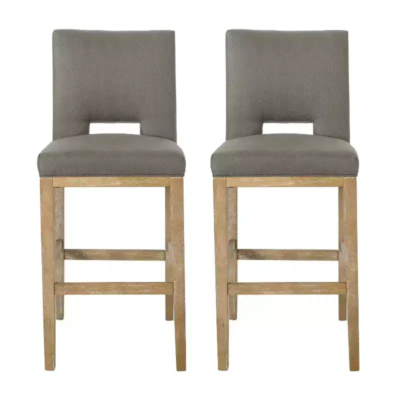 Christopher Knight Home Set of 2 31" Coloma Upholstered Barstools Deep Gray/Weathered Brown