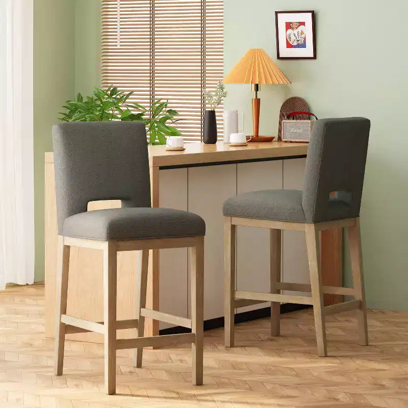 Christopher Knight Home Lot de 2 tabourets de bar rembourrés Coloma 31" Gris foncé/Marron vieilli