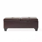 Pouffe de rangement en cuir Merrill Double Opening - Marron chocolat - Christopher Knight Home