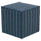 Skyline Furniture Miles Pouf de cocktail à couture française – Fritz Indigo : Banc rembourré, cadre en bois, siège rembourré