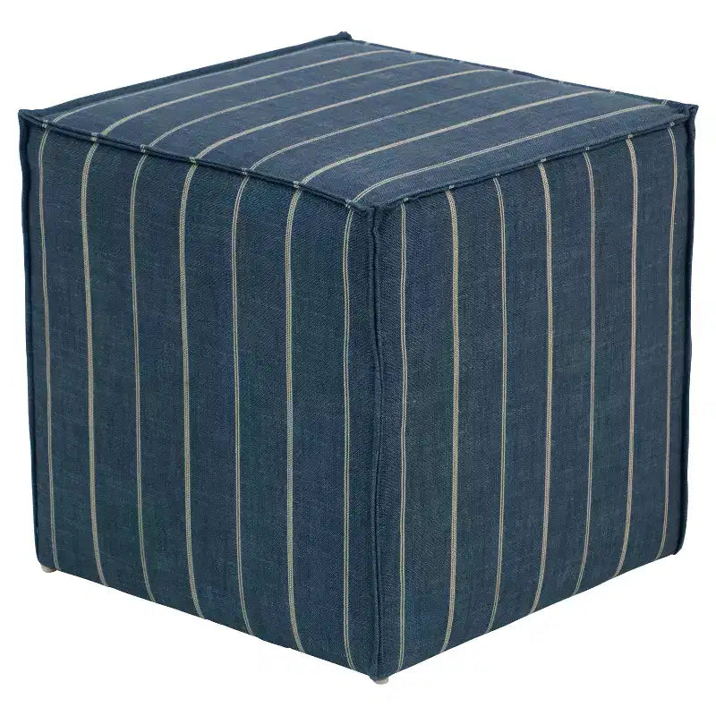 Skyline Furniture Miles Pouf de cocktail à couture française – Fritz Indigo : Banc rembourré, cadre en bois, siège rembourré