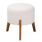 Pouffe ottoman en tissu et bois Elkie Crème/Noyer brun - Baxton Studio